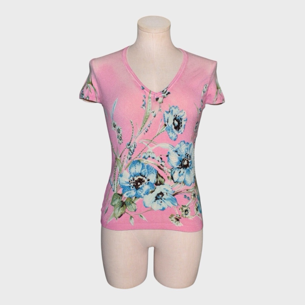 Vertigo Paris Pink Floral Embellished Knit‎ Top